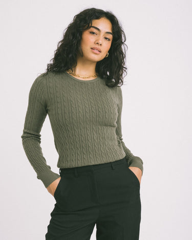 TILTIL Gaby Cable Knit Moss Green - Things I Like Things I Love