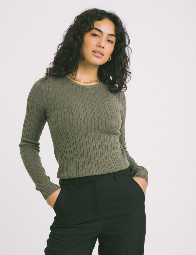 TILTIL Gaby Cable Knit Moss Green - Things I Like Things I Love