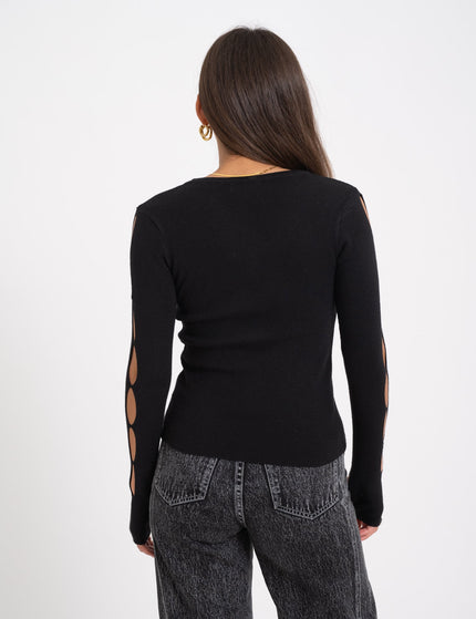 TILTIL Georgina Knit Detailed Sleeve Black - Things I Like Things I Love