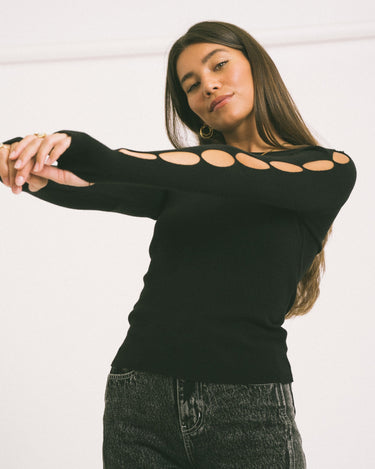 TILTIL Georgina Knit Detailed Sleeve Black - Things I Like Things I Love