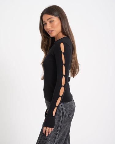 TILTIL Georgina Knit Detailed Sleeve Black - Things I Like Things I Love