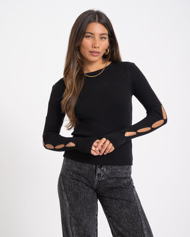 TILTIL Georgina Knit Detailed Sleeve Black - Things I Like Things I Love