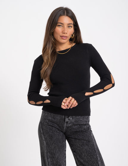 TILTIL Georgina Knit Detailed Sleeve Black - Things I Like Things I Love