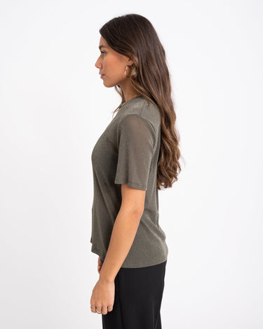 TILTIL Glittery Mesh Top Olive Green - Things I Like Things I Love