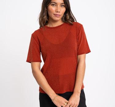 TILTIL Glittery Mesh Top Rust - Things I Like Things I Love