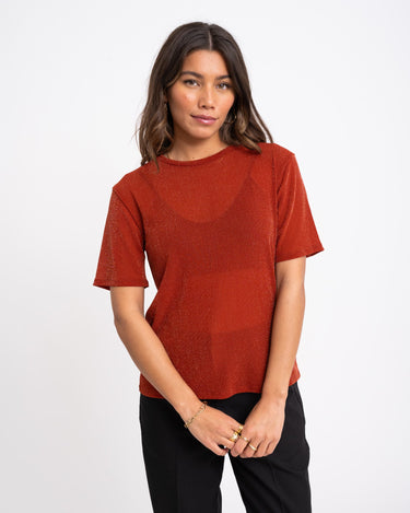 TILTIL Glittery Mesh Top Rust - Things I Like Things I Love