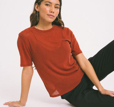 TILTIL Glittery Mesh Top Rust - Things I Like Things I Love