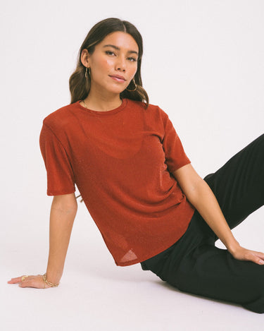 TILTIL Glittery Mesh Top Rust - Things I Like Things I Love