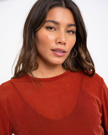 TILTIL Glittery Mesh Top Rust - Things I Like Things I Love