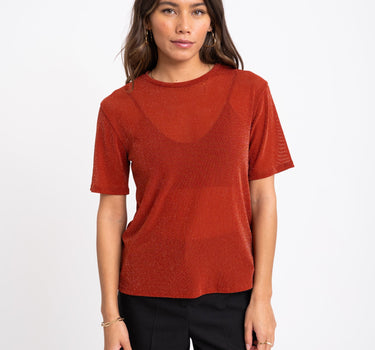 TILTIL Glittery Mesh Top Rust - Things I Like Things I Love