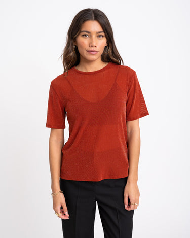 TILTIL Glittery Mesh Top Rust - Things I Like Things I Love