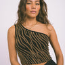 TILTIL Hailey One Shoulder Gold Glitter Swirl Top - Things I Like Things I Love