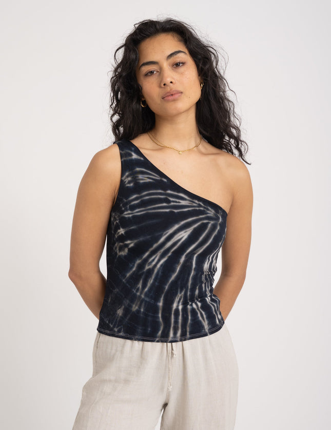 TILTIL Hailey One Shoulder Tie Dye Black Faded - Things I Like Things I Love