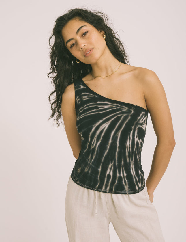 TILTIL Hailey One Shoulder Tie Dye Black Faded - Things I Like Things I Love