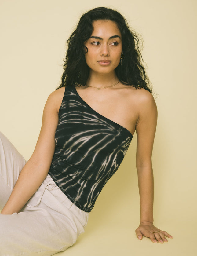 TILTIL Hailey One Shoulder Tie Dye Black Faded - Things I Like Things I Love