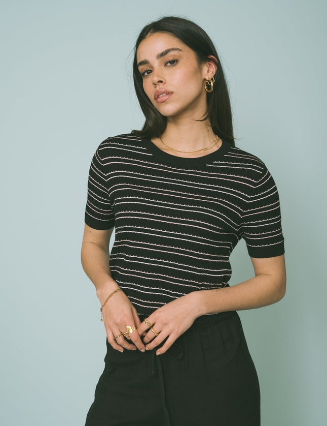 TILTIL Julia Stripe Tee Black - Things I Like Things I Love