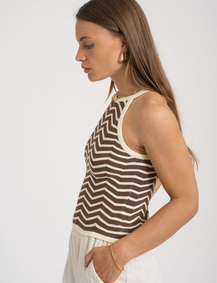 TILTIL Kate Zigzag Stripe Knit Top Olive - Things I Like Things I Love