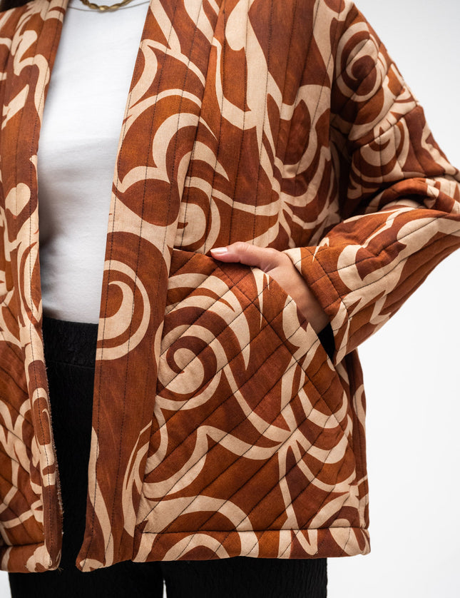 TILTIL Keil Kimono Beige Rust Print One Size - Things I Like Things I Love