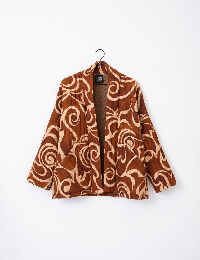 TILTIL Keil Kimono Beige Rust Print One Size - Things I Like Things I Love