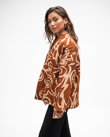 TILTIL Keil Kimono Beige Rust Print One Size - Things I Like Things I Love