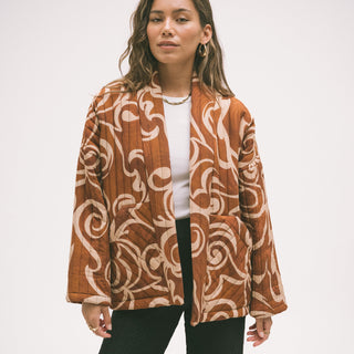 TILTIL Keil Kimono Beige Rust Print One Size - Things I Like Things I Love