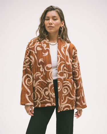 TILTIL Keil Kimono Beige Rust Print One Size - Things I Like Things I Love