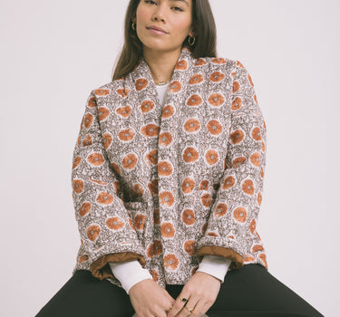 TILTIL Keil Kimono Cream Rust Flower Print - Things I Like Things I Love