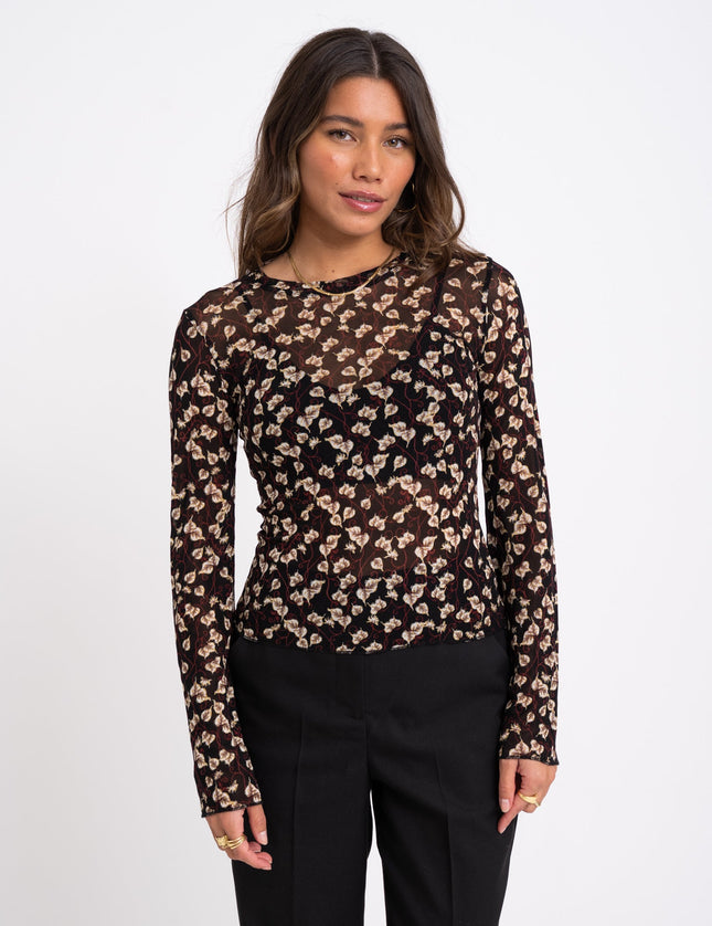 TILTIL Lieke Mesh Longsleeve Print Black - Things I Like Things I Love