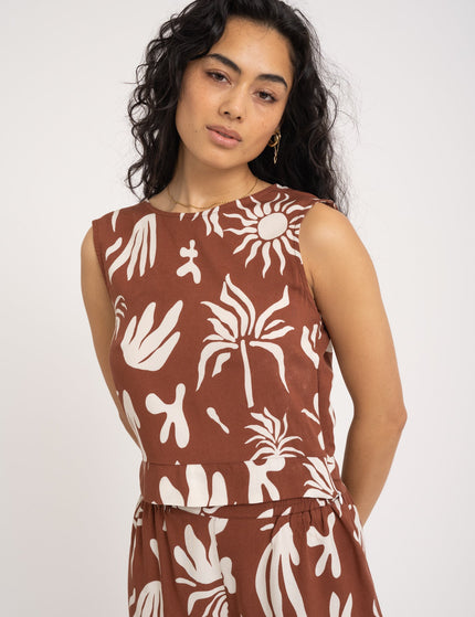 TILTIL Linda Top Cognac Cream Print - Things I Like Things I Love