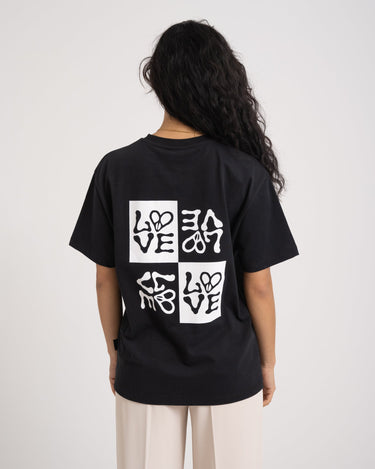 TILTIL Love Check Tee Black White Print - Things I Like Things I Love