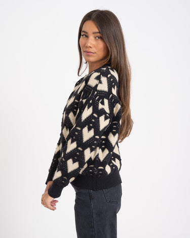 TILTIL Lovi Knit Heart Black Beige One Size - Things I Like Things I Love