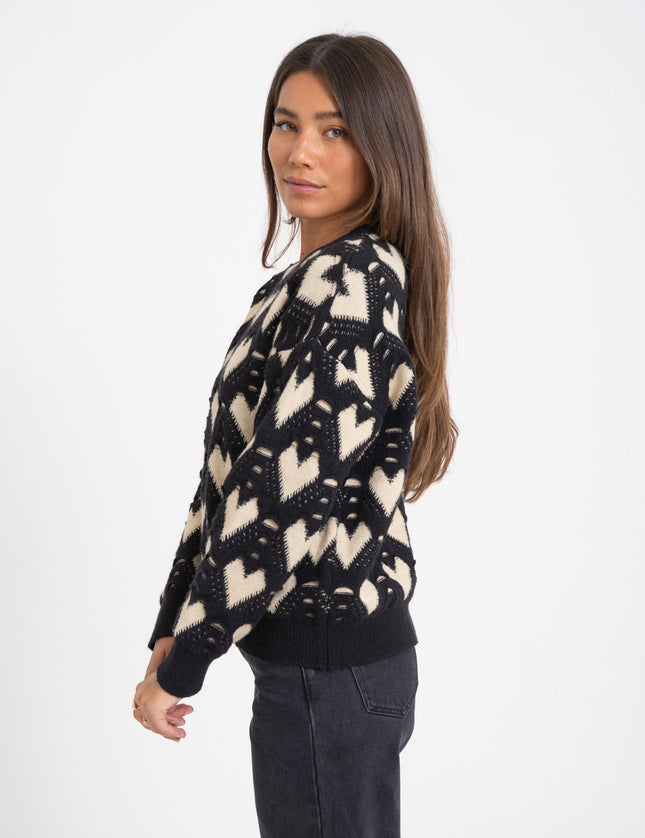 TILTIL Lovi Knit Heart Black Beige One Size - Things I Like Things I Love