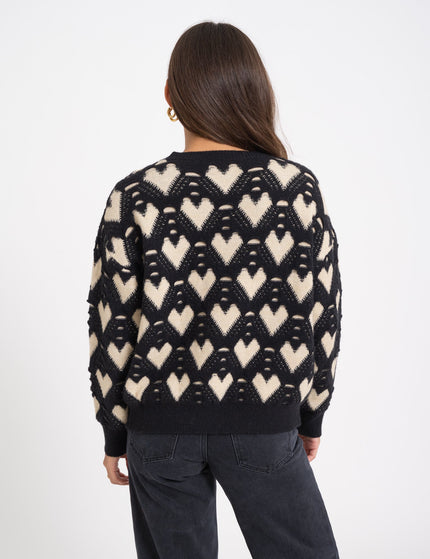 TILTIL Lovi Knit Heart Black Beige One Size - Things I Like Things I Love