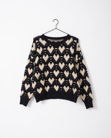 TILTIL Lovi Knit Heart Black Beige One Size - Things I Like Things I Love