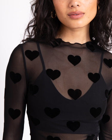 TILTIL Lovi Mesh Top Heart Black - Things I Like Things I Love