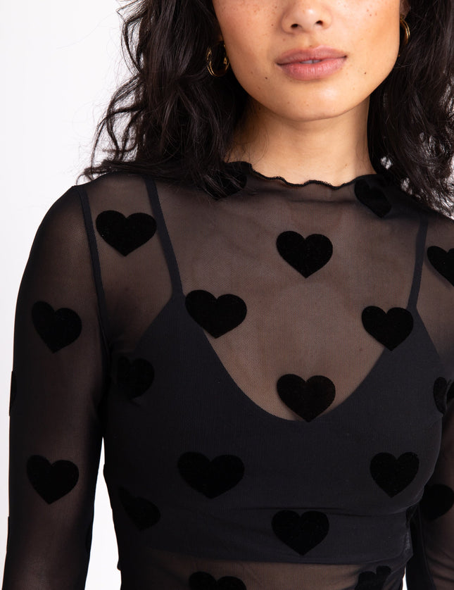 TILTIL Lovi Mesh Top Heart Black - Things I Like Things I Love