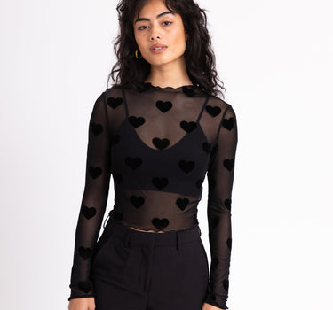 TILTIL Lovi Mesh Top Heart Black - Things I Like Things I Love