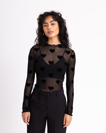 TILTIL Lovi Mesh Top Heart Black - Things I Like Things I Love