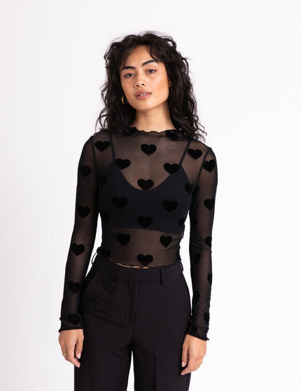 TILTIL Lovi Mesh Top Heart Black - Things I Like Things I Love