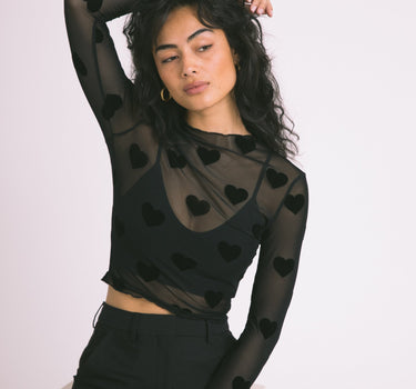 TILTIL Lovi Mesh Top Heart Black - Things I Like Things I Love