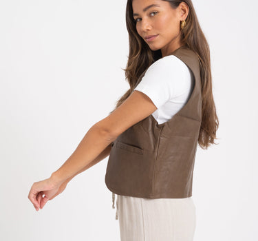 TILTIL Lucy Gilet PU Brown One Size - Things I Like Things I Love