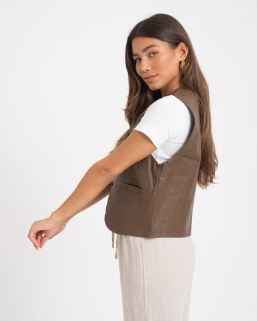 TILTIL Lucy Gilet PU Brown One Size - Things I Like Things I Love