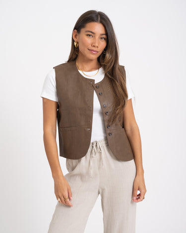 TILTIL Lucy Gilet PU Brown One Size - Things I Like Things I Love