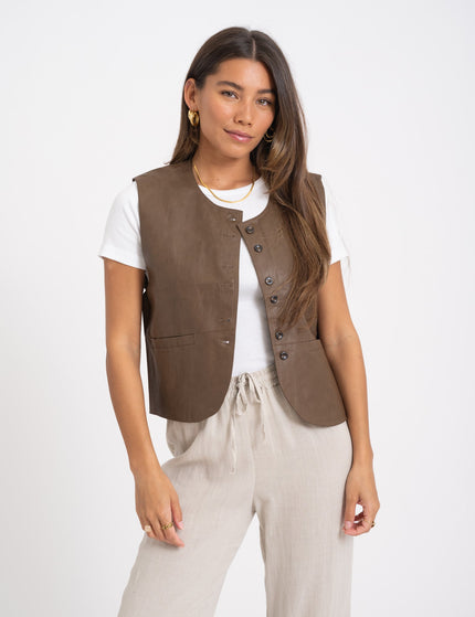 TILTIL Lucy Gilet PU Brown One Size - Things I Like Things I Love