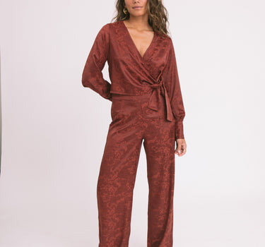 TILTIL Manouk Satin Pants Scarlet Red Print - Things I Like Things I Love