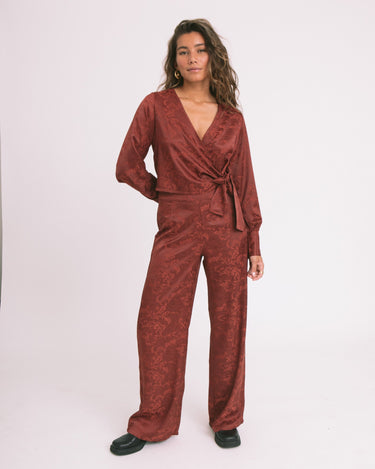 TILTIL Manouk Satin Pants Scarlet Red Print - Things I Like Things I Love