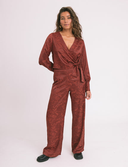 TILTIL Manouk Satin Pants Scarlet Red Print - Things I Like Things I Love