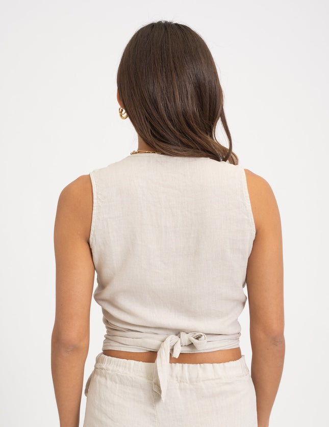 TILTIL Mary Linen Wrap Top Beige - Things I Like Things I Love