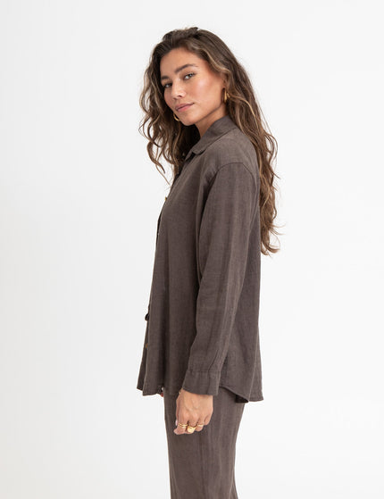 TILTIL Mia Blouse Linen Brown One Size - Things I Like Things I Love