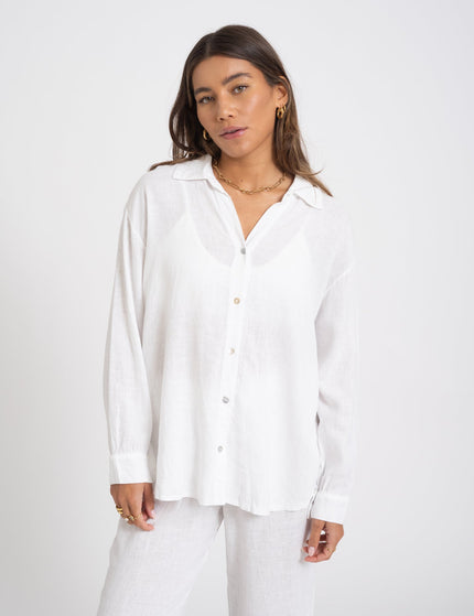 TILTIL Mia Blouse Linen White One Size - Things I Like Things I Love